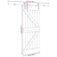 Produktbild för Skjutdörr med beslag 85x210 cm massiv furu