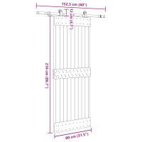 Produktbild för Skjutdörr med beslag 80x210 cm massiv furu