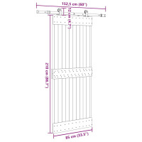 Produktbild för Skjutdörr med beslag 85x210 cm massiv furu