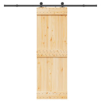 Produktbild för Skjutdörr med beslag 70x210 cm massiv furu