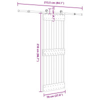 Produktbild för Skjutdörr med beslag 70x210 cm massiv furu