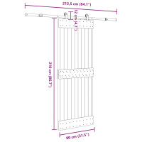 Produktbild för Skjutdörr med beslag 80x210 cm massiv furu