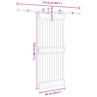 Produktbild för Skjutdörr med beslag 85x210 cm massiv furu