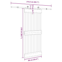 Produktbild för Skjutdörr med beslag 90x210 cm massiv furu