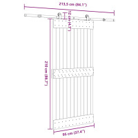 Produktbild för Skjutdörr med beslag 95x210 cm massiv furu