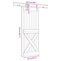 Produktbild för Skjutdörr med beslag 70x210 cm massiv furu