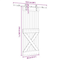 Produktbild för Skjutdörr med beslag 80x210 cm massiv furu