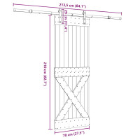 Produktbild för Skjutdörr med beslag 70x210 cm massiv furu