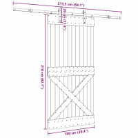 Produktbild för Skjutdörr med beslag 100x210 cm massiv furu