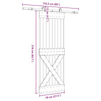 Produktbild för Skjutdörr med beslag 70x210 cm massiv furu