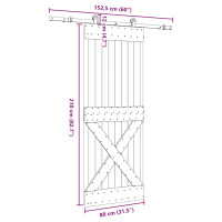 Produktbild för Skjutdörr med beslag 80x210 cm massiv furu