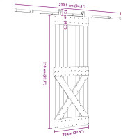 Produktbild för Skjutdörr med beslag 70x210 cm massiv furu