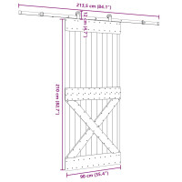 Produktbild för Skjutdörr med beslag 90x210 cm massiv furu