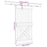 Produktbild för Skjutdörr med beslag 100x210 cm massiv furu