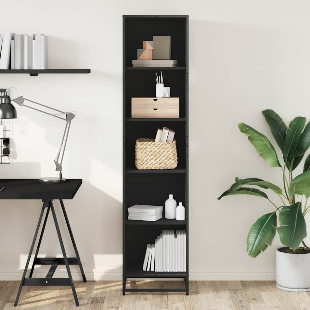 Produktbild för Bokhylla svart 40x35x170,5 cm konstruerat trä