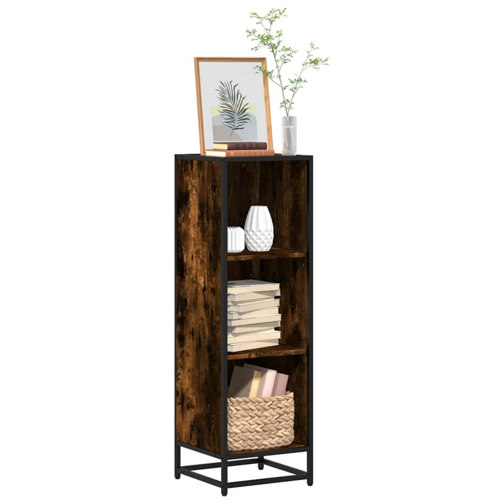 Produktbild för Bokhylla rökfärgad ek 33,5x33x107,5 cm konstruerat trä
