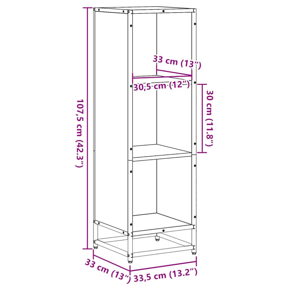 Produktbild för Bokhylla rökfärgad ek 33,5x33x107,5 cm konstruerat trä