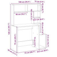 Produktbild för Skrivbord med hyllor vit 100x45x140 cm konstruerat trä