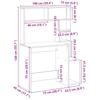 Produktbild för Skrivbord med hyllor svart 100x45x140 cm konstruerat trä