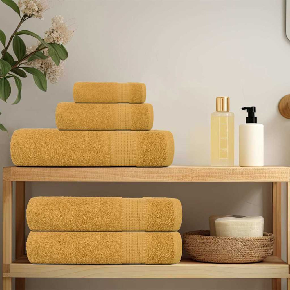Produktbild för Handdukar FROGN 10 st guld 50x100 cm 360 gsm