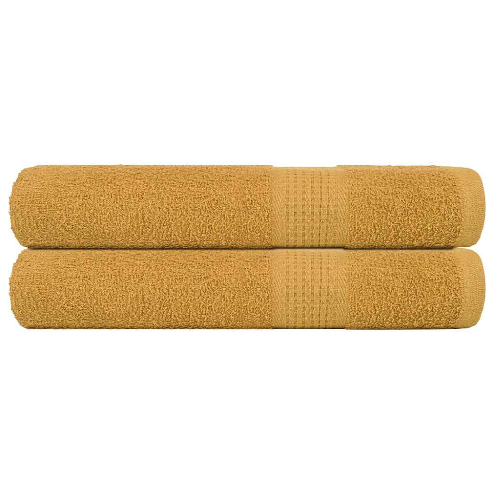 Produktbild för Handdukar FROGN 2 st guld 100x200 cm 360 gsm