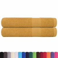 Produktbild för Handdukar FROGN 2 st guld 100x200 cm 360 gsm