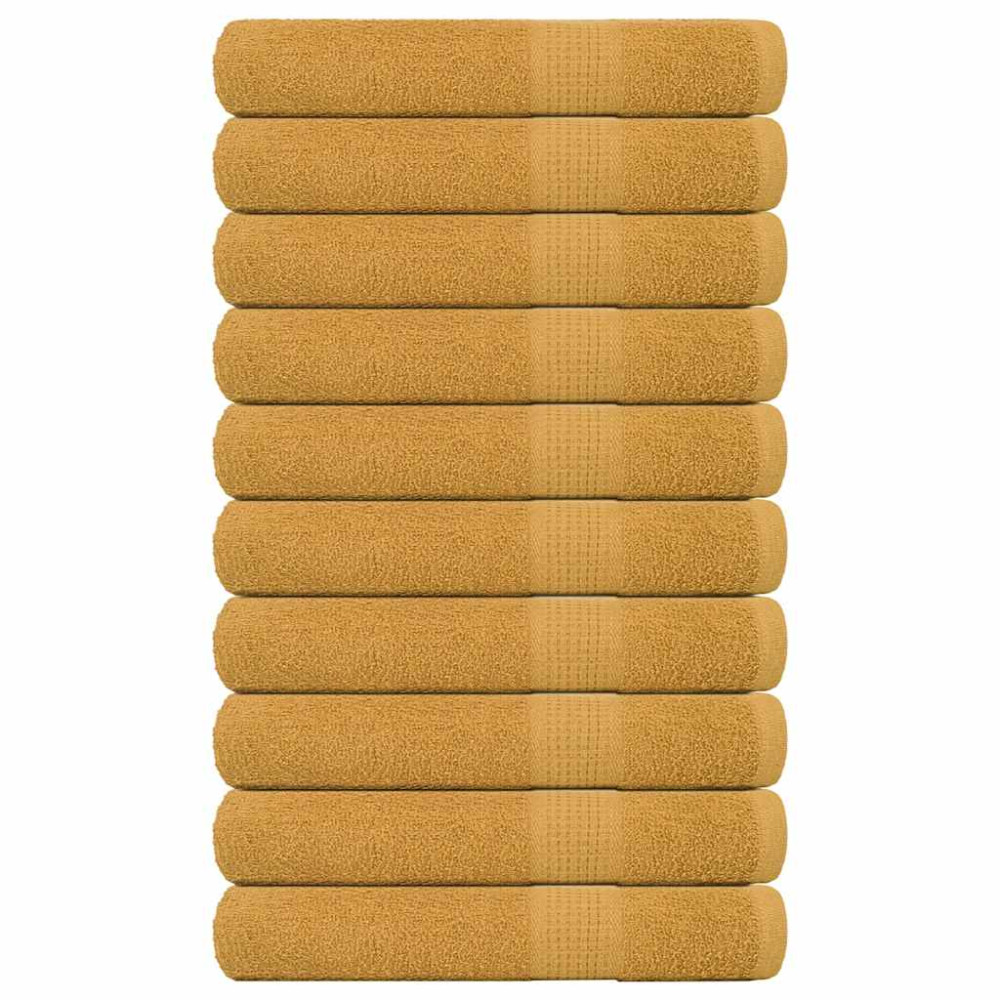 Produktbild för Handdukar FROGN 10 st guld 100x200 cm 360 gsm