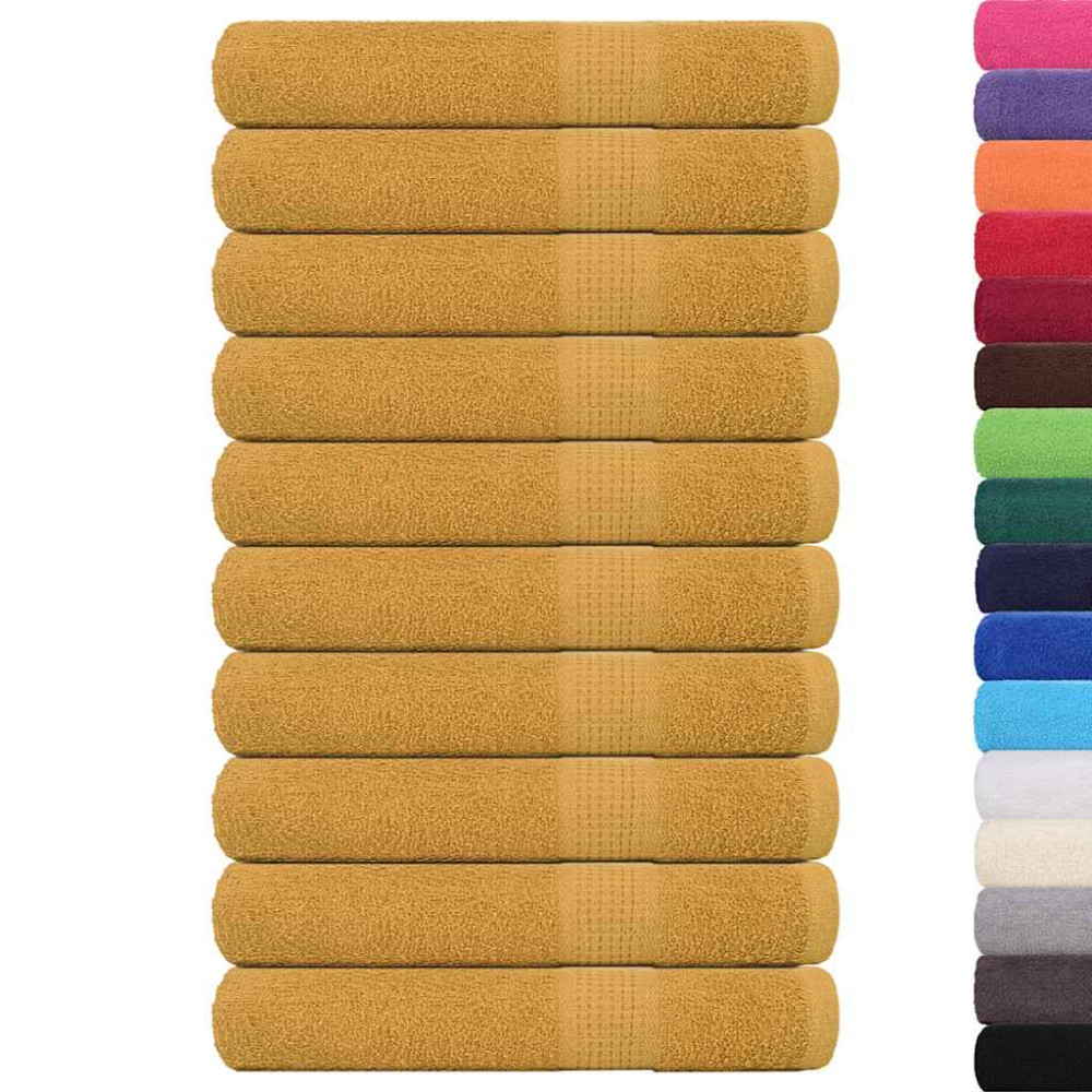 Produktbild för Handdukar FROGN 10 st guld 100x200 cm 360 gsm