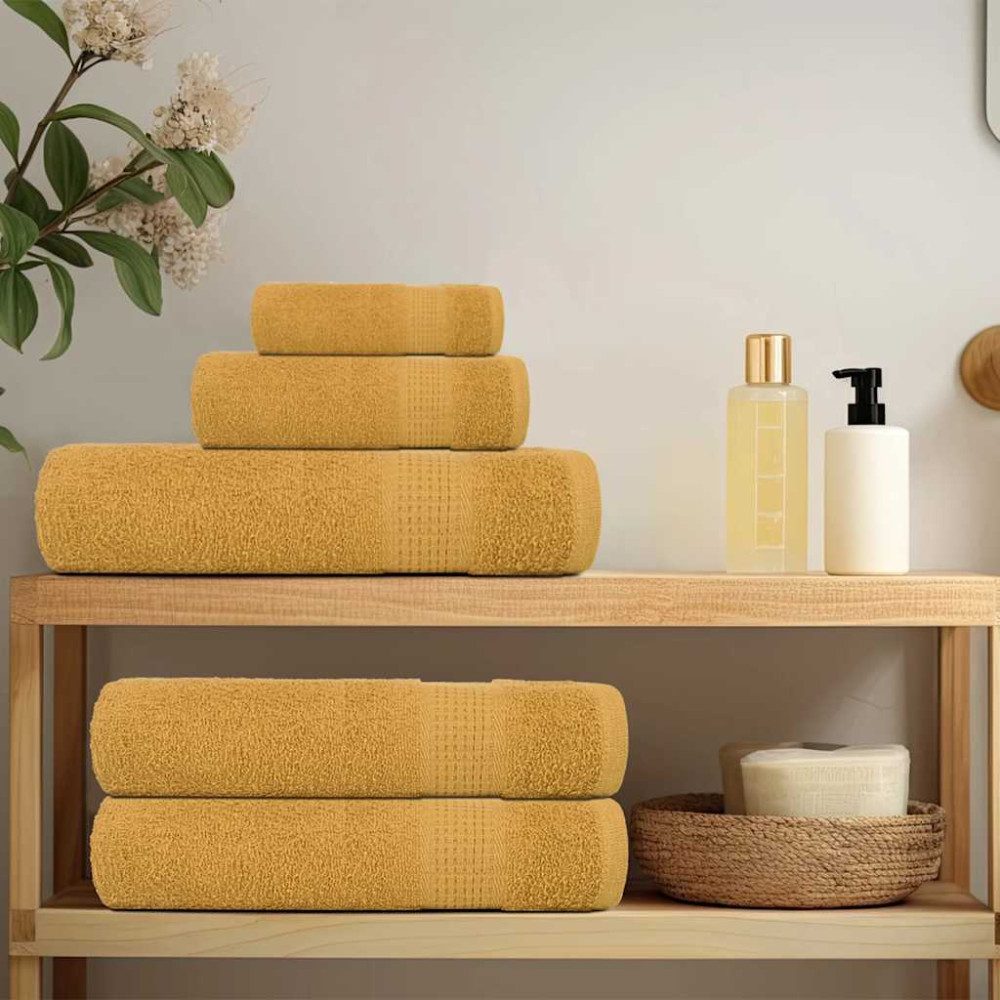 Produktbild för Handdukar FROGN 10 st guld 100x200 cm 360 gsm