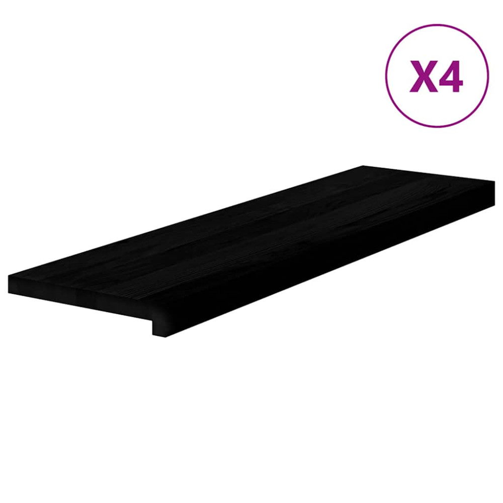 Produktbild för Trappstegsmattor 4 pcs brunsvart 90x30x2 cm massiv ek