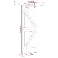 Produktbild för Skjutdörr med beslag 70x210 cm massiv furu