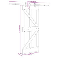 Produktbild för Skjutdörr med beslag 85x210 cm massiv furu