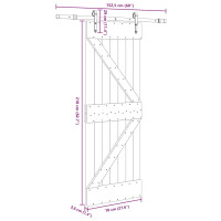 Produktbild för Skjutdörr med beslag 70x210 cm massiv furu