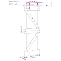 Produktbild för Skjutdörr med beslag 70x210 cm massiv furu