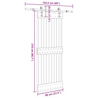 Produktbild för Skjutdörr med beslag 80x210 cm massiv furu