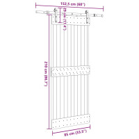 Produktbild för Skjutdörr med beslag 85x210 cm massiv furu