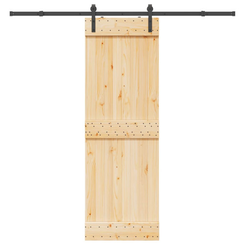 vidaXL Skjutdörr med beslag 70x210 cm massiv furu