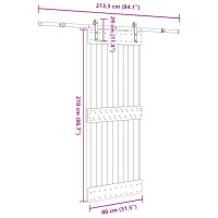 Produktbild för Skjutdörr med beslag 80x210 cm massiv furu