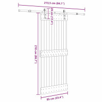 Produktbild för Skjutdörr med beslag 85x210 cm massiv furu