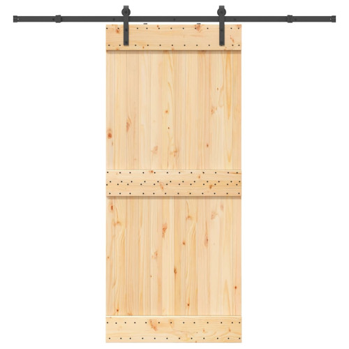 vidaXL Skjutdörr med beslag 90x210 cm massiv furu