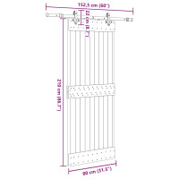 Produktbild för Skjutdörr med beslag 80x210 cm massiv furu