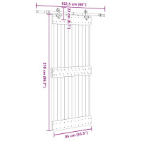 Produktbild för Skjutdörr med beslag 85x210 cm massiv furu