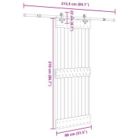 Produktbild för Skjutdörr med beslag 80x210 cm massiv furu