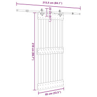 Produktbild för Skjutdörr med beslag 85x210 cm massiv furu