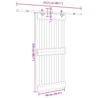 Produktbild för Skjutdörr med beslag 90x210 cm massiv furu