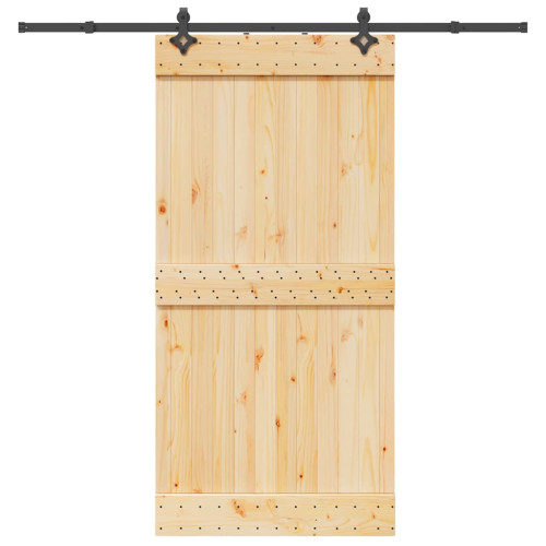 vidaXL Skjutdörr med beslag 100x210 cm massiv furu