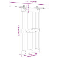 Produktbild för Skjutdörr med beslag 100x210 cm massiv furu