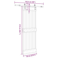 Produktbild för Skjutdörr med beslag 70x210 cm massiv furu