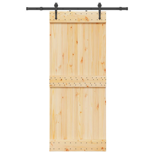 vidaXL Skjutdörr med beslag 85x210 cm massiv furu