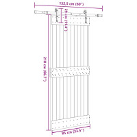 Produktbild för Skjutdörr med beslag 85x210 cm massiv furu